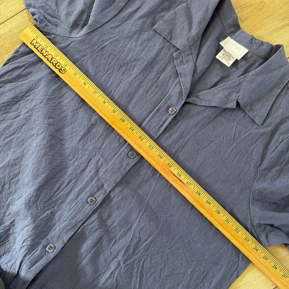 Blair XL Linen Cotton Dusty Blue Button Front Short Sleeve Top Beach Casual - Picture 13 of 15